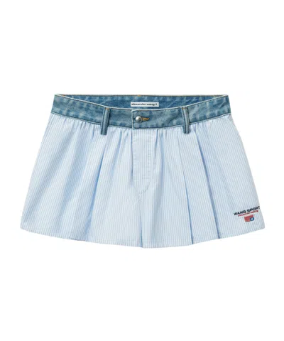 ALEXANDER WANG T T BY ALEXANDER WANG DENIM ELASTIC WAIST BOXER SHORTS