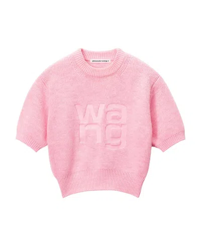 Alexander Wang T Densely Woven Engraved Short-sleeved Pullover In Pink
