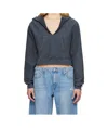 Alexander Wang T Navy Distressed Cotton Hoodie In Navy Blue