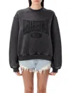 Alexander Wang T T By Alexander Wang Graphic Crew Neck Fleece In Faded Black