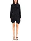 Alexander Wang T Double Silk Chemisier Dress With Asymmetrical Draped Skirt In Black
