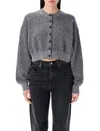 Alexander Wang T T By Alexander Wang Logo Debossed Cropped Cardigan In Gray