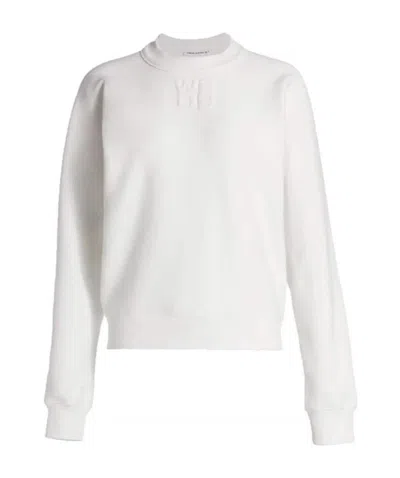 Alexander Wang T Embossed Logo Sweater In White