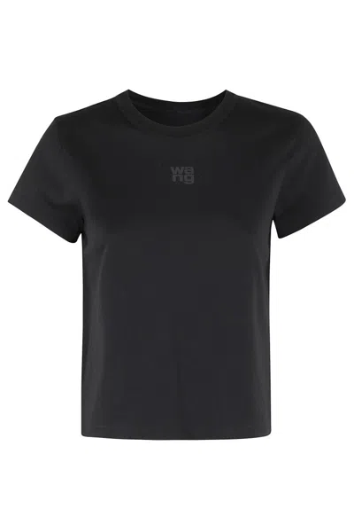 Alexander Wang T T By Alexander Wang Essential Jsy Shrunken Tee In Black