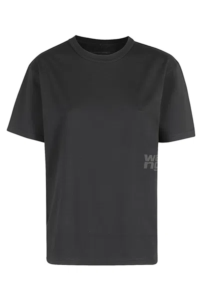 Alexander Wang T T By Alexander Wang Women W/ Puff Logo & Bound Neck Essential Jsy Ss Tee In 094a Soft Obsidian