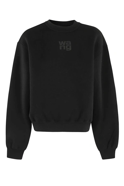 Alexander Wang T Essential Terry Crew Sweatshirt W Puff Paint Logo In Black