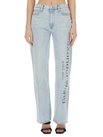 Alexander Wang T T By Alexander Wang Ez Logo Jeans And Cut-out In Denim