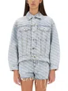 Alexander Wang T Alexanderwang.t Falling Back Logo Denim Jacket