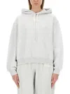 Alexander Wang T T By Alexander Wang Oversized Grey Hoodie With Subtle Logo In Grey