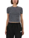 Alexander Wang T T By Alexander Wang Fitted T-shirt With All-over Logo Print In Gray