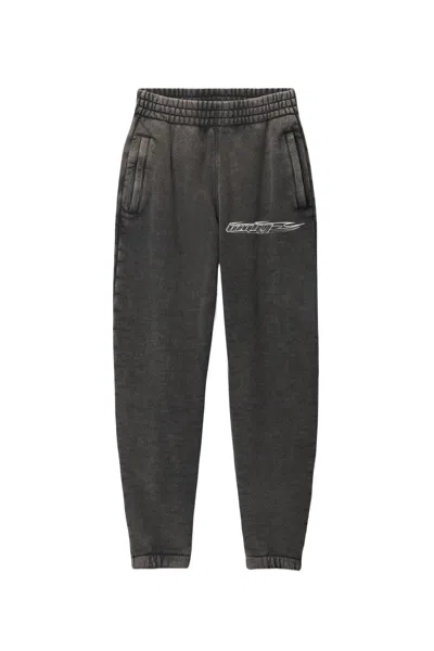 Alexander Wang T Flame Logo Embossed Cotton Terry Fabric Sweatpants In Black