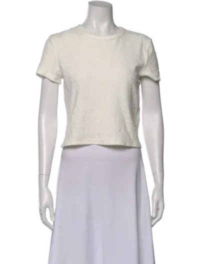 Pre-owned Alexander Wang Graphic Print Crew Neck Crop Top In White