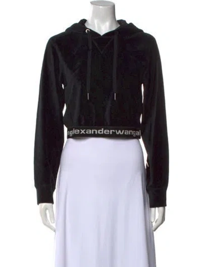 Pre-owned Alexander Wang Graphic Print Crew Neck Hoodie In Black
