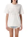 Alexander Wang T T By Alexander Wang Distressed Logo Cotton Tee With Ribbed Neckline In Dirty White
