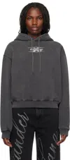 Alexander Wang T T By Alexander Wang Boxy Grey Sweatshirt With Logo Print And Drawstring Hood In 208a Washed Cedar
