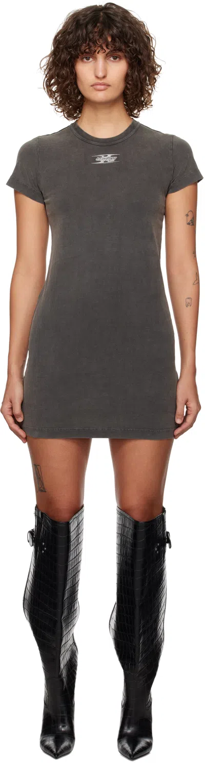 ALEXANDER WANG T GRAY BLADE LOGO-EMBOSSED MINIDRESS