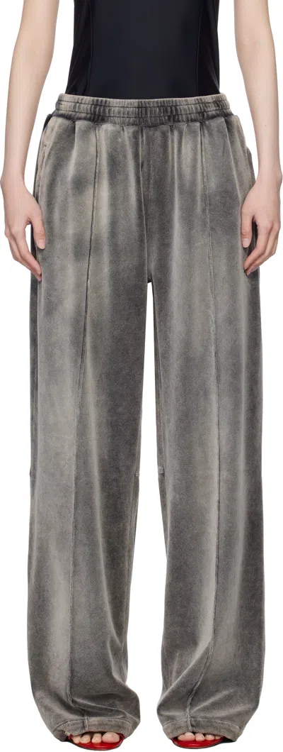 Alexander Wang T Gray Crushed Velour Lounge Pants In Washed Feather