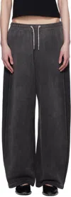 Alexander Wang T Gray Crystal Hotfix Drawcord Sweatpants In Washed Caviar