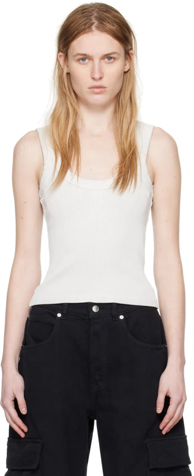 Alexander Wang T Gray Embossed Tank Top In 132a Washed Smoke Wh