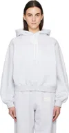 Alexander Wang T Gray Puff Logo Hoodie In Light Heather Grey