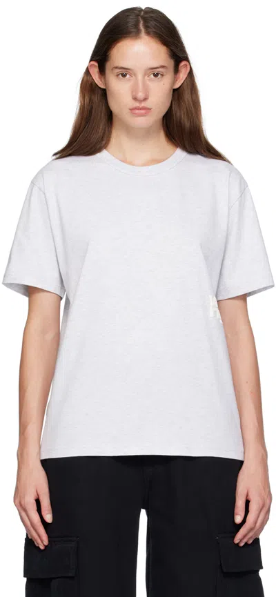 Alexander Wang T Gray Puff Logo T-shirt In Lt Hthr Grey 050