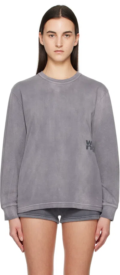 Alexander Wang T Gray Puff Logo T-shirt In Washed Ashphalt