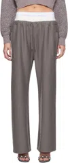 Alexander Wang T Gray Wide Leg Pre-styled Logo Brief Sweatpants In 032b Washed Granite