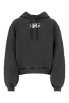 Alexander Wang T T By Alexander Wang Boxy Grey Sweatshirt With Logo Print And Drawstring Hood