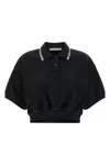 Alexander Wang T Intarsia Collar Polo Shirt In Black