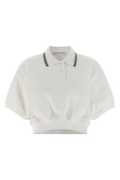 Alexander Wang T Intarsia Collar Polo Shirt In White