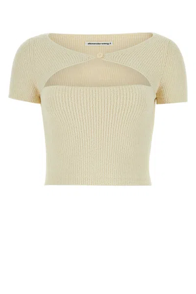 ALEXANDER WANG T IVORY STRETCH COTTON BLEND TOP