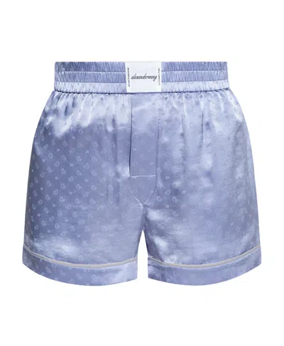 Alexander Wang T Jacquard-pattern Silk Shorts In Blue