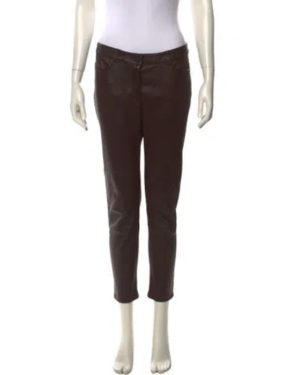 Pre-owned Alexander Wang T Lambskin Skinny Leg Pants In Brown