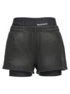 Alexander Wang T T By Alexander Wang Layered Cotton Technical Fabric Boxer Shorts In Black