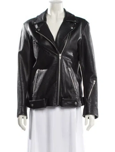 Pre-owned Alexander Wang T Leather Biker Jacket In Black