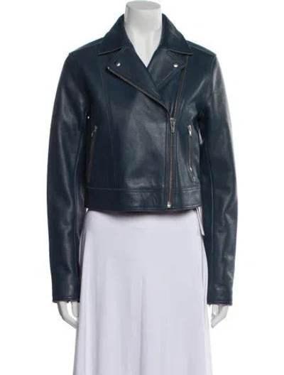 Pre-owned Alexander Wang T Leather Biker Jacket In Blue