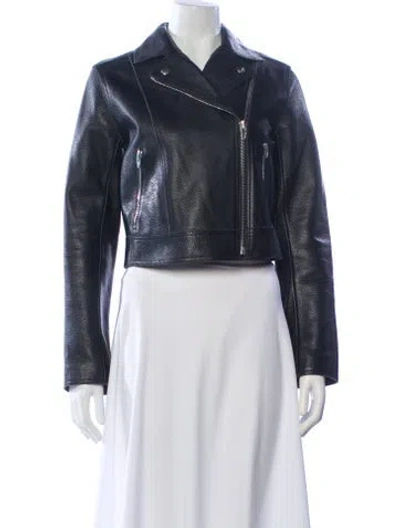 Pre-owned Alexander Wang T Leather Biker Jacket In Blue