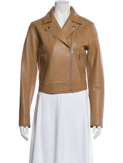 Pre-owned Alexander Wang T Leather Biker Jacket In Brown