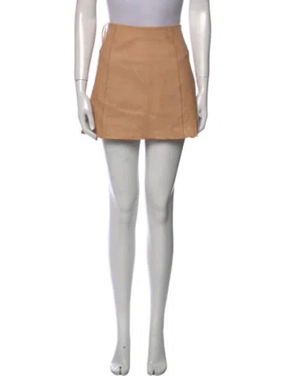 Pre-owned Alexander Wang T Leather Mini Skirt In Brown