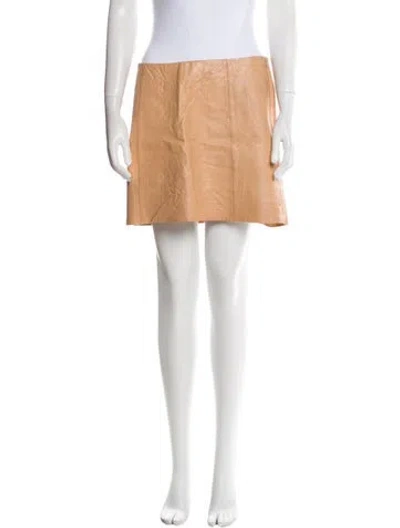 Pre-owned Alexander Wang T Leather Mini Skirt In Neutral