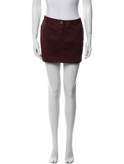 Pre-owned Alexander Wang T Leather Trim Embellishment Mini Skirt In Burgundy