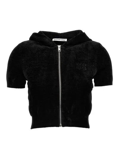 Alexander Wang T Logo Chenille Cropped Hoodie