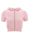 Alexander Wang T T By Alexander Wang Logo Chenille Cropped Hoodie In Light Pink