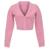 Alexander Wang . T Logo-embossed Cropped Cardigan In Pink Merino Wool In Pink