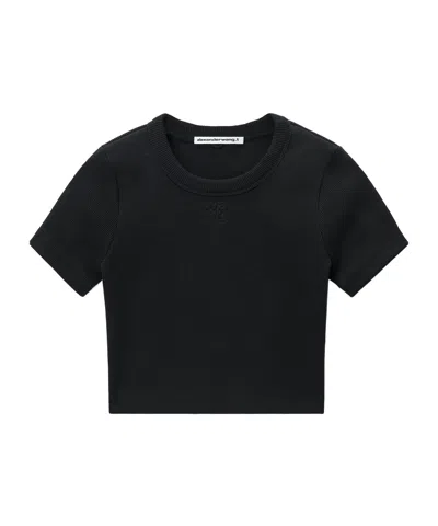 Alexander Wang T Logo-embossed Cropped Top In Black