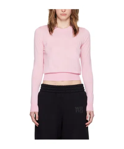 Alexander Wang T Logo-embossed Knitted Pullover In Pink