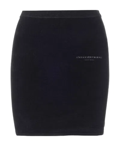 Alexander Wang T Logo-embroidered Miniskirt In Black