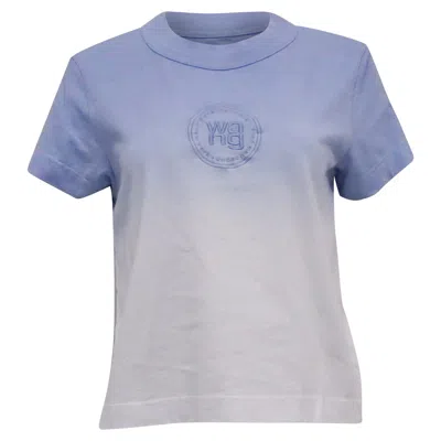 Alexander Wang . T Logo Embroidered Ombré T-shirt In Light Blue Cotton