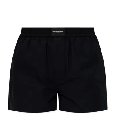 Alexander Wang T Logo-patch Boxer Shorts In Black