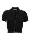 Alexander Wang T T By Alexander Wang Polo Cardigan In Black